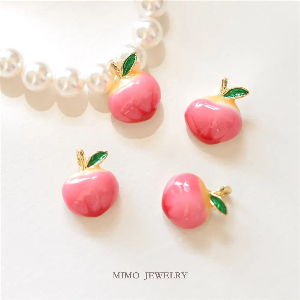 

Cute Drip Halo Dyed Oil Solid Peach Charm Pendants 14K Real Gold Plated Brass Jewelry Making Supplies Diy Accessories