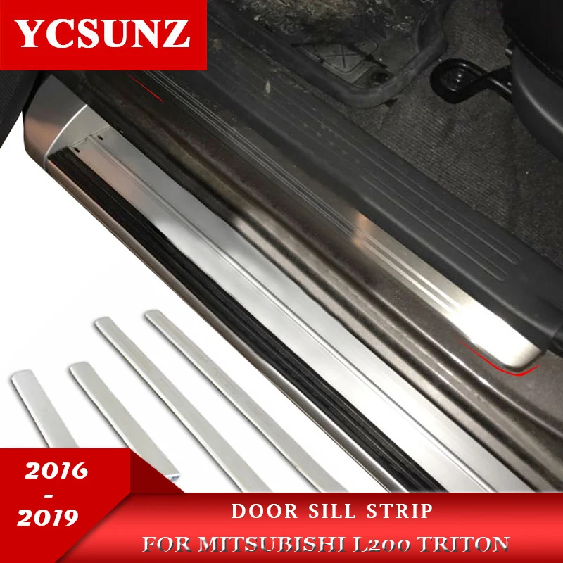 

Door sill Strip For Mitsubishi L200 Triton 2016 2017 2018 2019 Threshold Strips Stainless Steel Sill Scuff Plate Thresholds SS