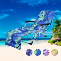 printed beach lounge chair cover towels portable outdoor garden swim pool sunbath lazy lounger chair mat with pocket