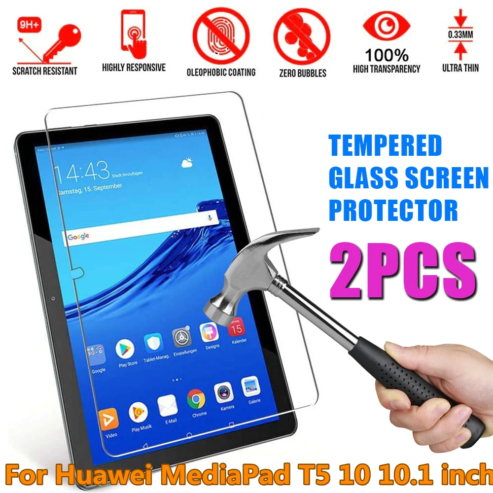 

2 шт. закаленное стекло для планшета Huawei MediaPad T5 10 10,1 дюйма AGS2-W09/L09/L03/W19 9H, защита экрана, защитная пленка