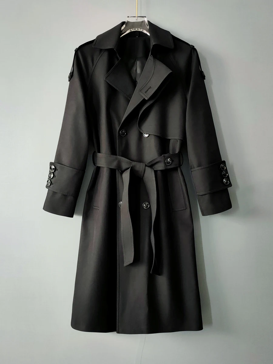 Тренчкот мужской длинный хлопковая непромокаемая ветровка свободного покроя