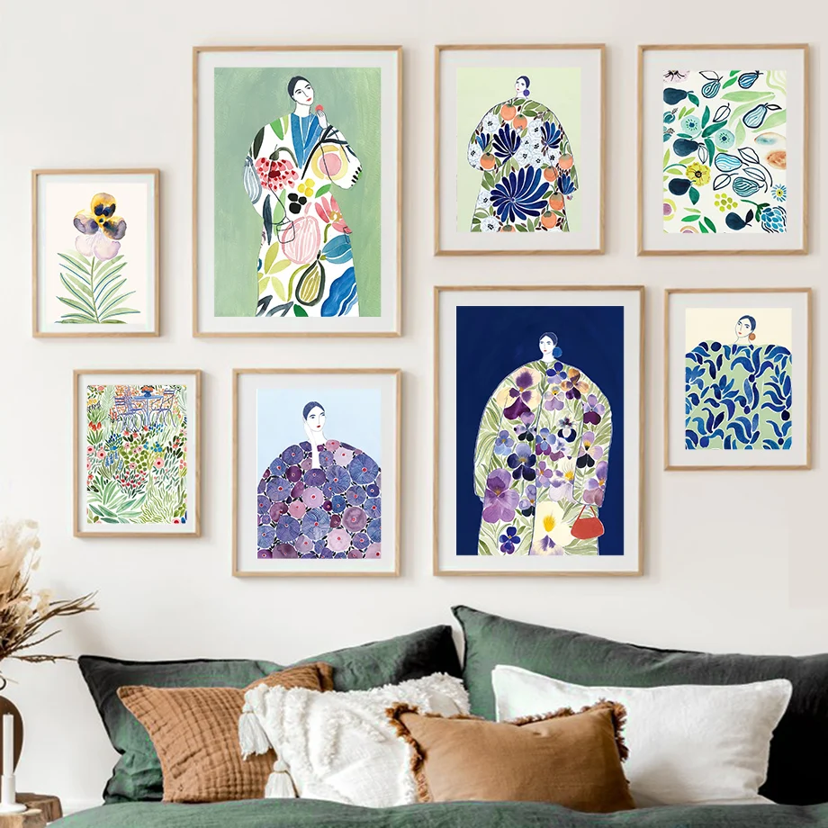 Абстрактный портрет минимализм женщина покрытая цветами фигурка искусство