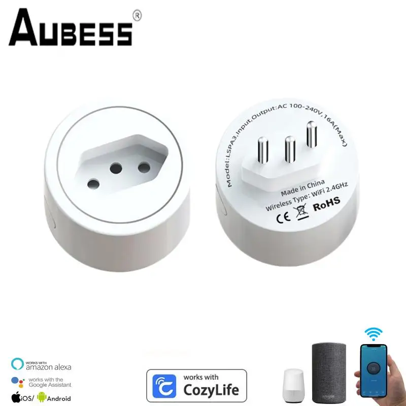 

16A Brazil Smart Wifi Power Plug With Power Monitor Smart Home Wifi Wireless Socket Outlet For Alexa Google Home Tuya App Ailce