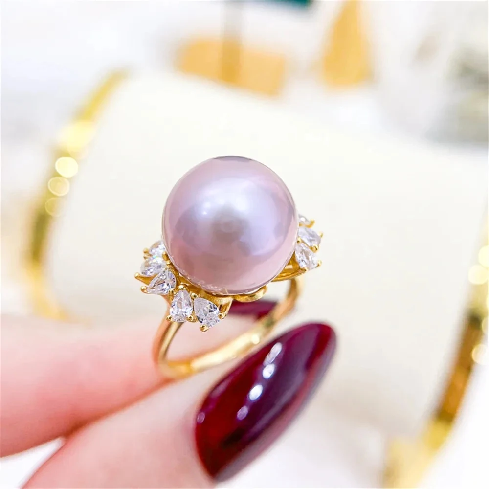 

Genuine Solid S925 Sterling Silver Plated 18K Gold Resizable Classic Rings Settings Base Women DIY Pearl Ring Accessory No Pearl