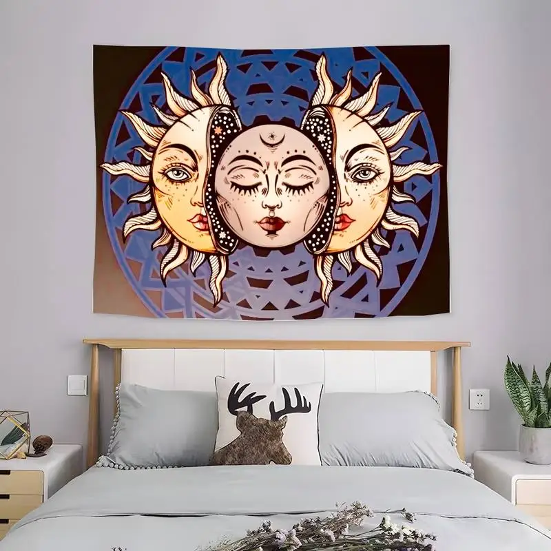 

Mandala Tapestry White Black Sun and Moon Tapestry Picnic Blanket Bedspread Beach Towel Yoga Mat Tablecloth Curtains Home Decor