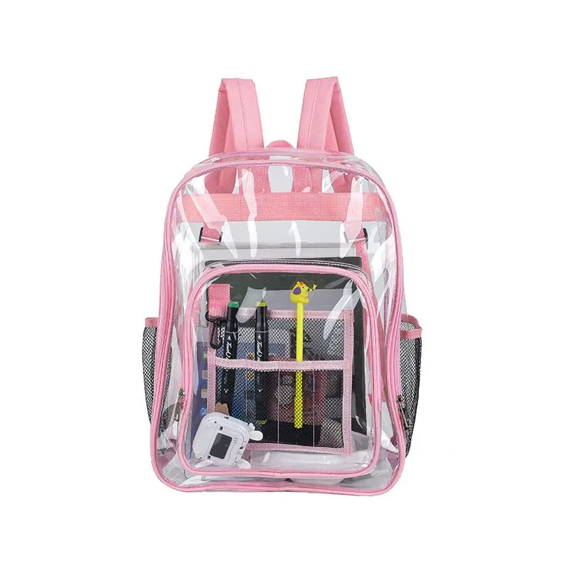 

Waterproof Clear Backpack Heavy Duty PVC Transparent Large Capacity Backpack with Reinforced Strap for School, Work, Stadium, Tr