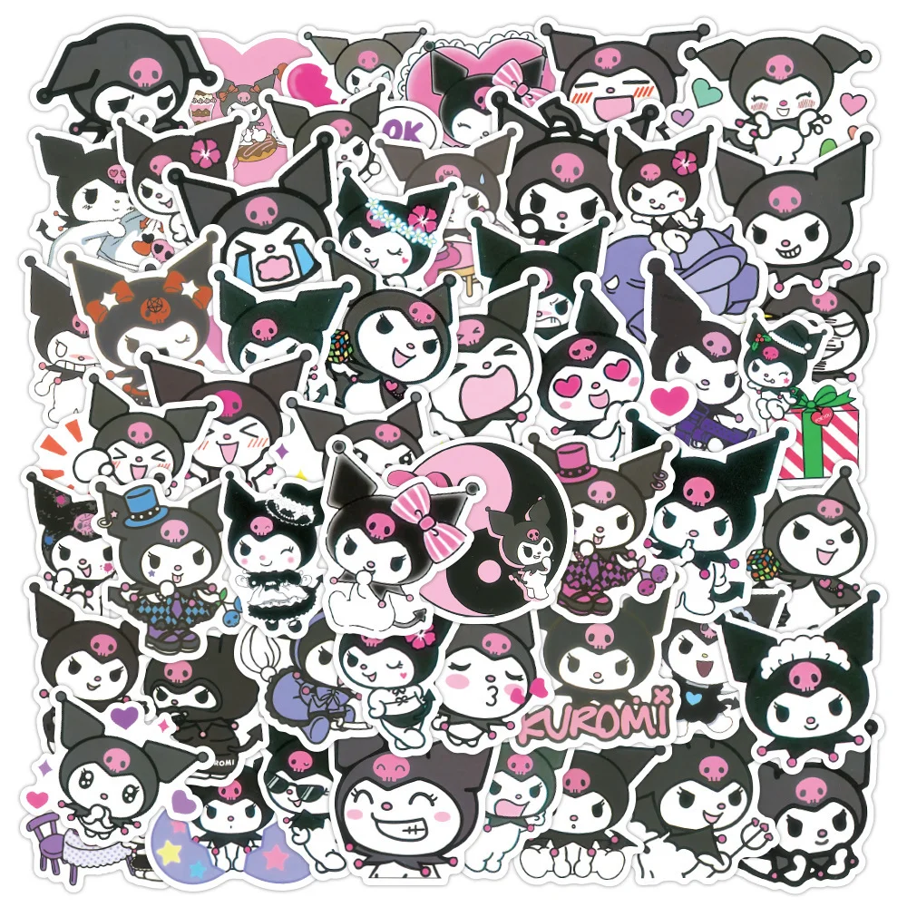 

Sanrio Cartoon Anime Kawaii Kuromi Stickers for Laptop Suitcase Album Stationery Waterproof Graffiti Decals Kids Toys Gifts