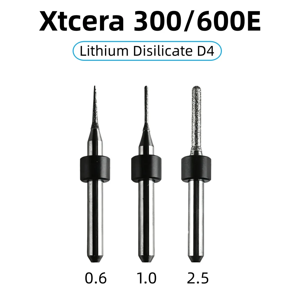 Фото Стоматологические фрезерные боры Xtcera 300/600E для циркония, литий-дисиликат, ПММА, металлические лабораторные материалы, DC NC D4, стоматологические шлифовальные инструменты №3