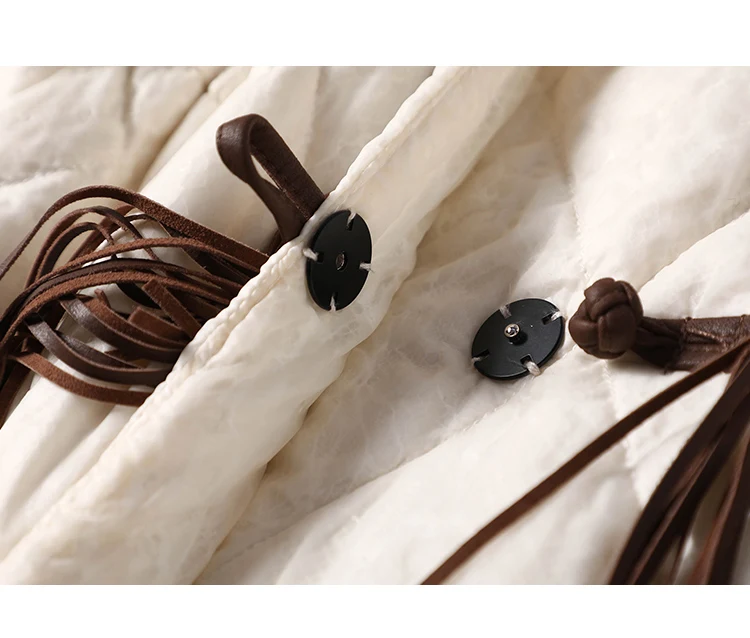 Thin Fashion Design New Chinese Style  Spliced Sheepskin Casaco Feminino Inverno 2022 90%  White Goose Down  Coats  Jacket Women