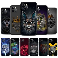 lion wolf tiger bear rabbit cell phone case for iphone 11 pro 12 13 mini xr x 7 8 6 6s plus xs max 5 5s se mobile phones cover