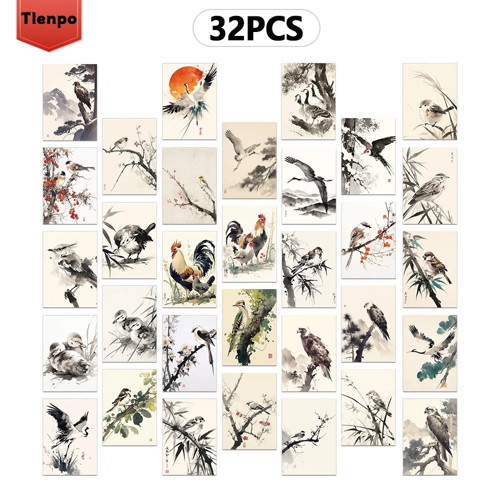 

Открытки с японскими иллюстрациями птиц