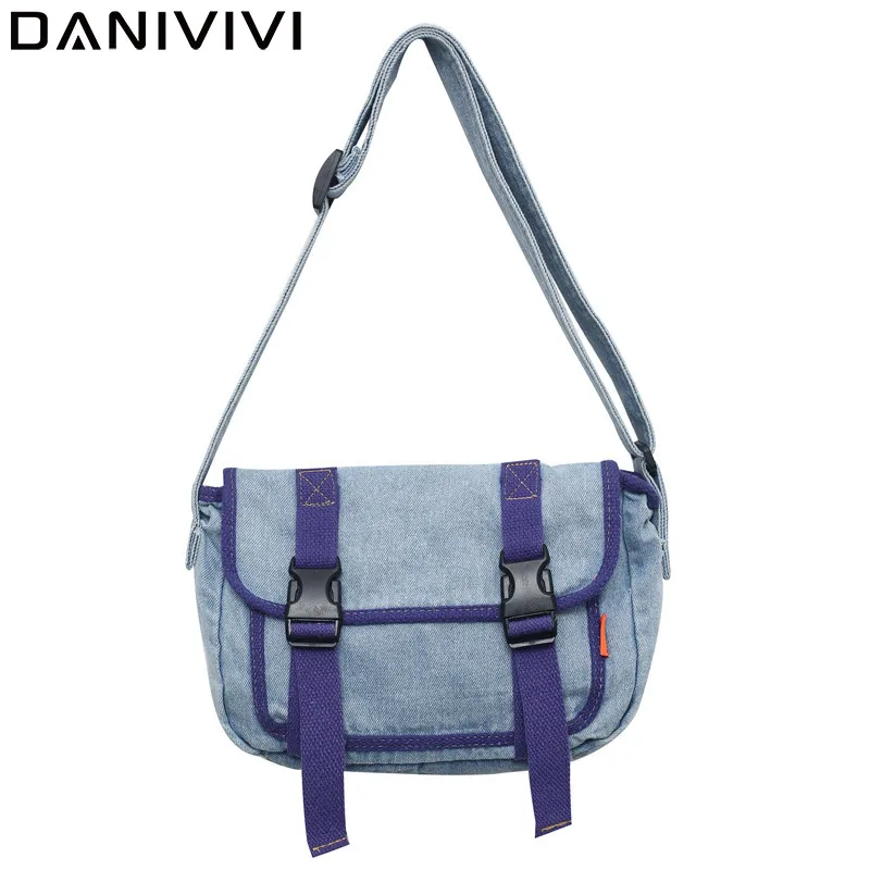 

Новинка 2022, сумки на плечо для девочек, Модная Джинсовая женская сумка, дизайнерские сумки через плечо с пряжкой для женщин, сумка-мессендже...