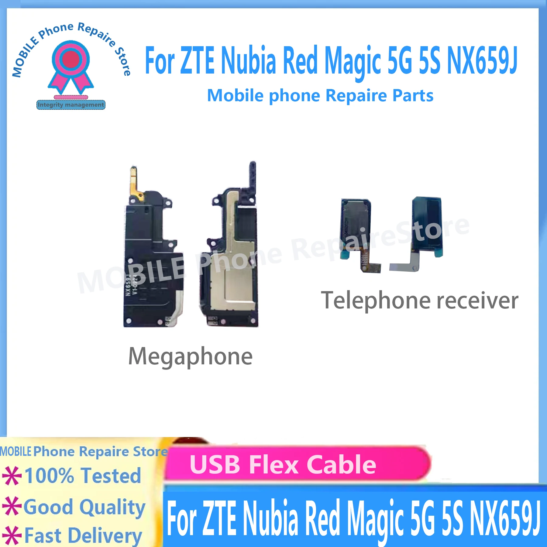 Фото Гибкий кабель динамика для ZTE Nubia Red Magic 5S 5G NX659J, гибкий кабель для мобильного телефона, динамик для наушников, звуковой громкоговоритель №1