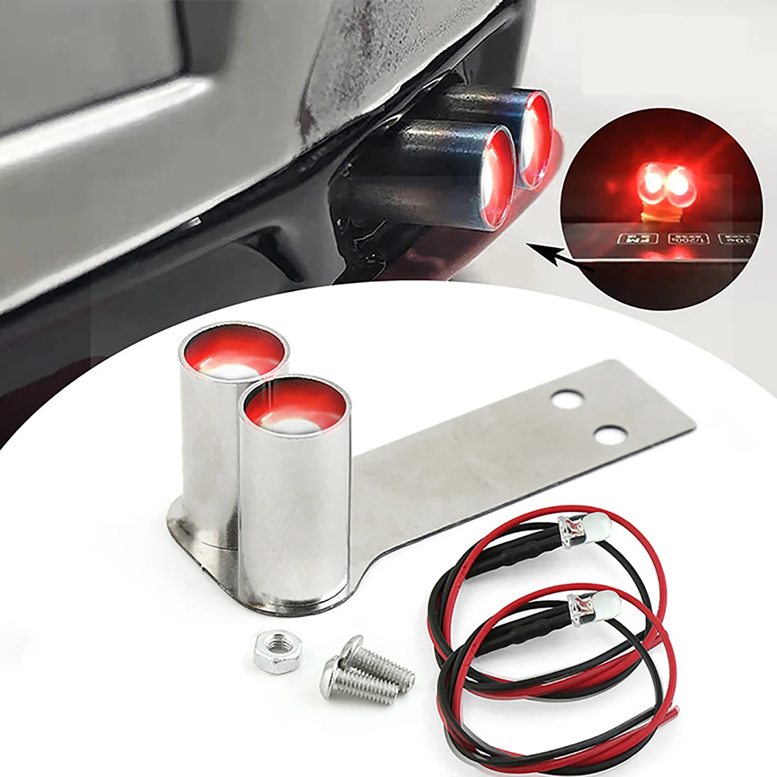 1PCS Stainless Steel RC Car Simulation Exhaust Pipe LED Modified Upgrade Part for 1/10 RC Drift Car Model Accessories