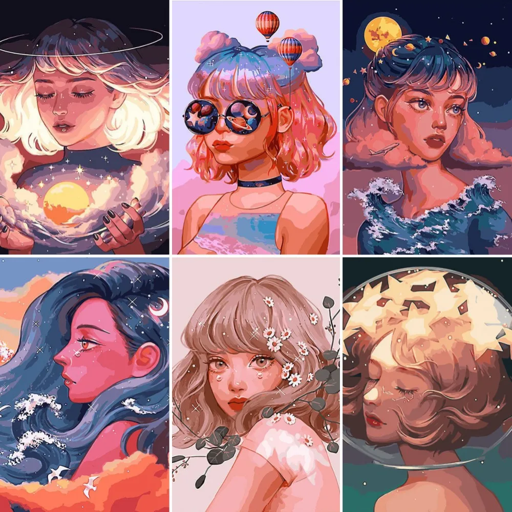 

Fashion Girl Diamond Painting Kit 5D DIY Cross Diamonds Embroidery Round Drill Cross Stitch Art Diamond Mosaic Home Decor Gifts