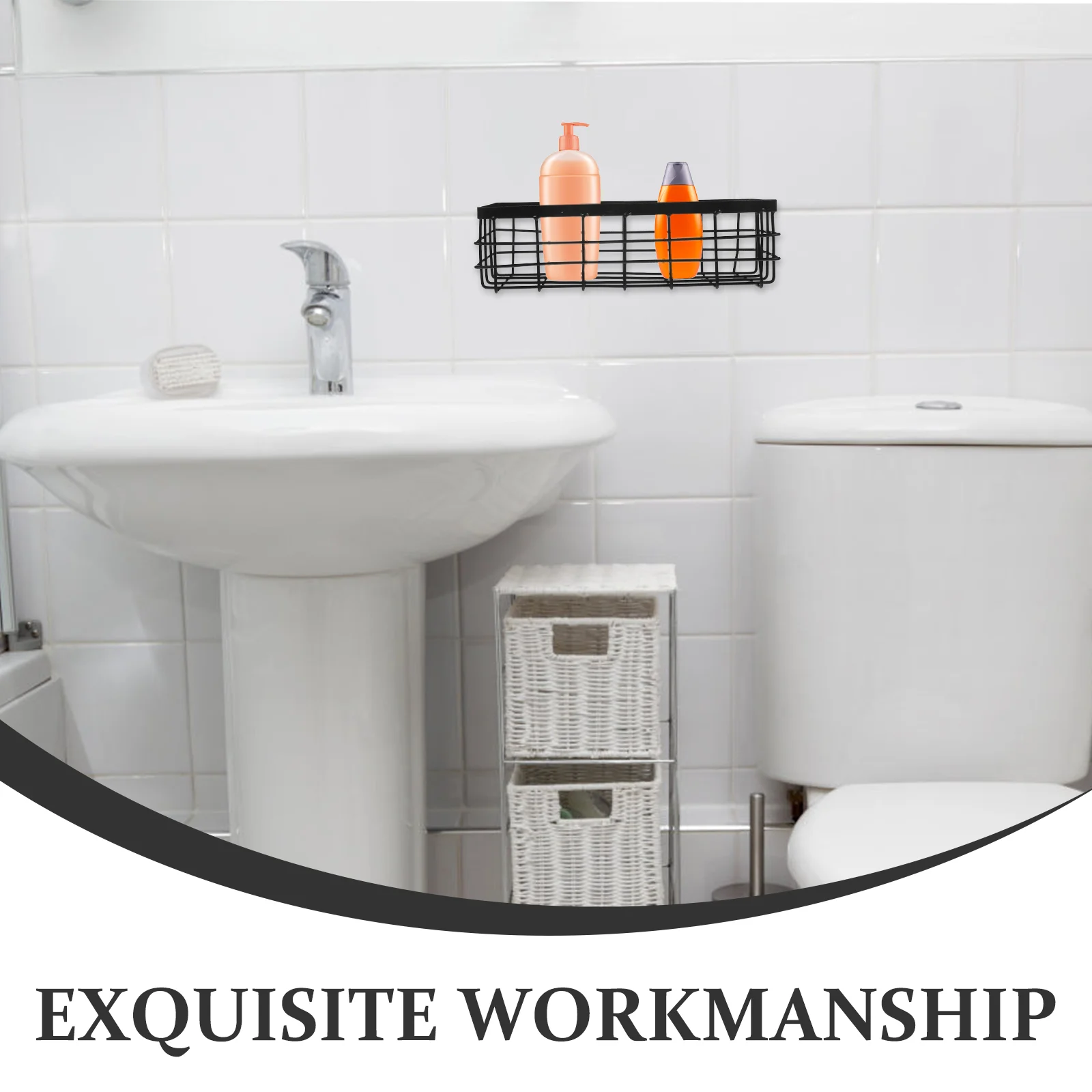 Полки Металлическая корзина для хранения Черная угловая полка Настенный