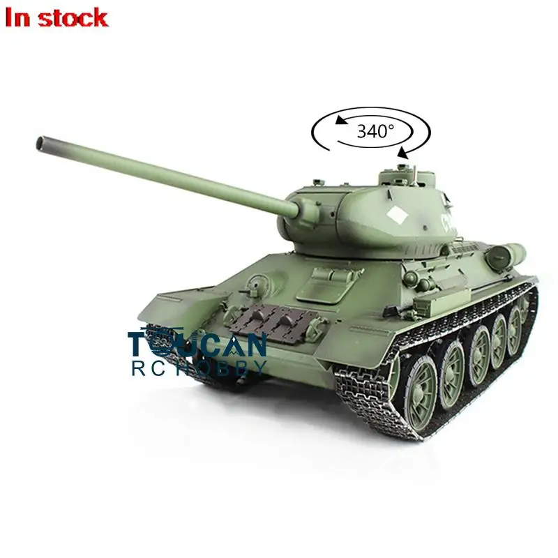 2.4G HENG LONG 1/16 Scale 7.0 Plastic Ver Soviet T34-85 RTR Army RC Tank Model 3909 Engine Proportion Smoke BB Shoot TH17764