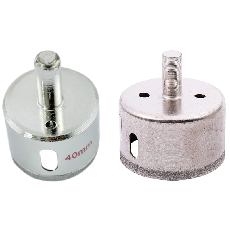 

Наконечник с алмазным покрытием, 40 мм, пила для отверстий в стекле, сверло с алмазным наконечником диаметром 50 мм для плитки, керамики, стекл...