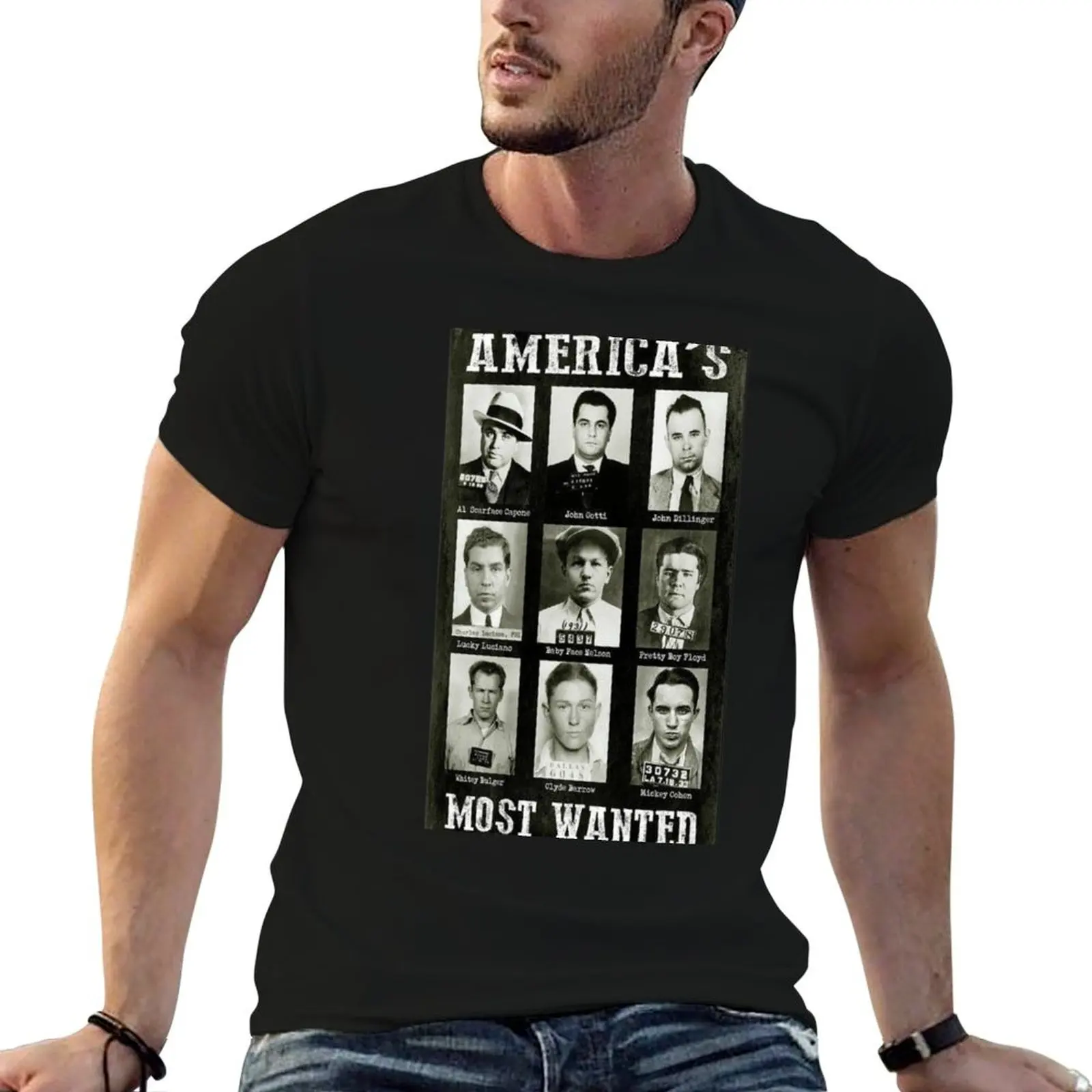 Фото Футболка с художественным дизайном America's Most Wanted, футболка в стиле аниме, мужская футболка, дизайнерские футболки для мужчин, мягкая хлопковая футболка №1