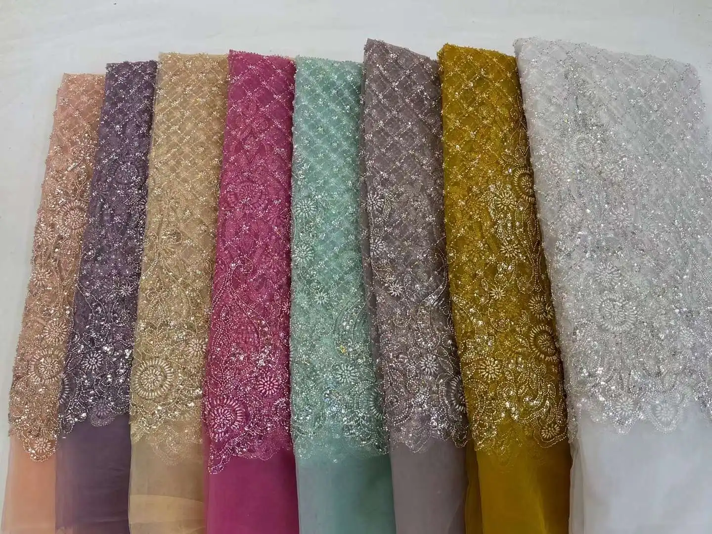 Роскошная Высококачественная французская Тяжелая кружевная ткань из бисера 2023