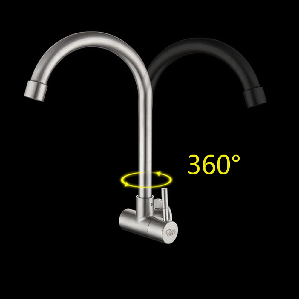 

Stainless Steel Wall Kitchen Faucet Single Hole Tap Cold Spout Kitchen Sink Mixer Tap Stream Sprayer Head For Kitchens Bars