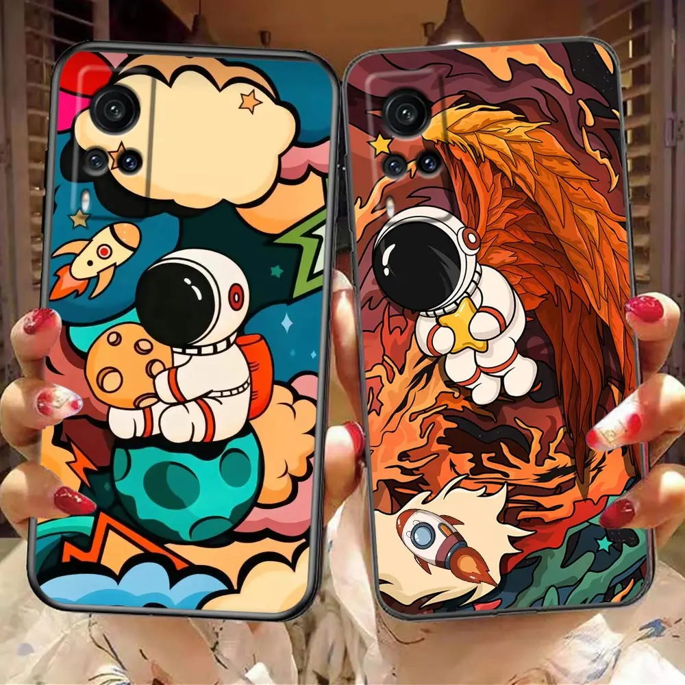 

Case For VIVO X80 X70 X60 X50 X27 X23 X21 X20 Plus V27 V25 V23 V23E V21 V21E V20 SE V19 Pro 5G Case Space Cool Cartoon Astronaut