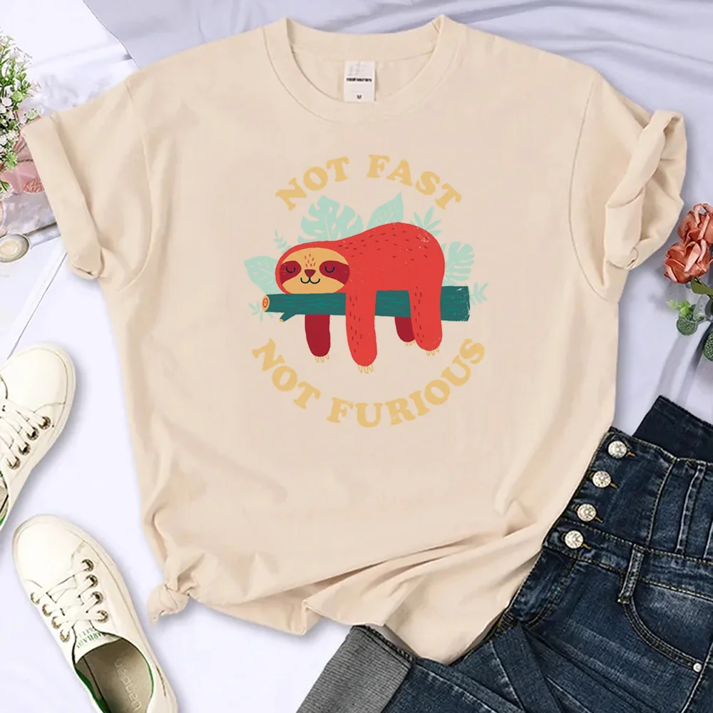 

Not Fast Not Furious sloth Tee women harajuku Tee girl Japanese designer clothes