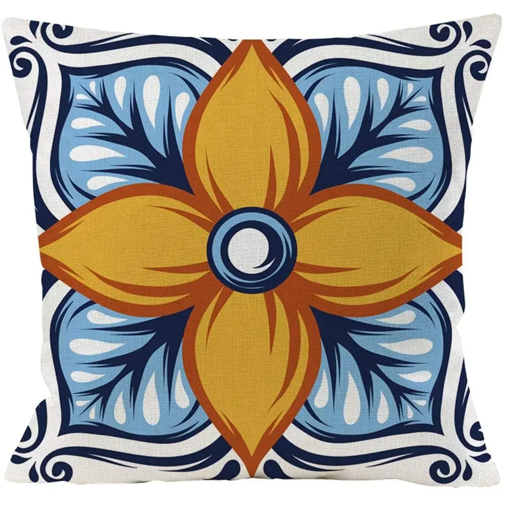 Итальянская короткая плюшевая наволочка с принтом плитки декоративная для