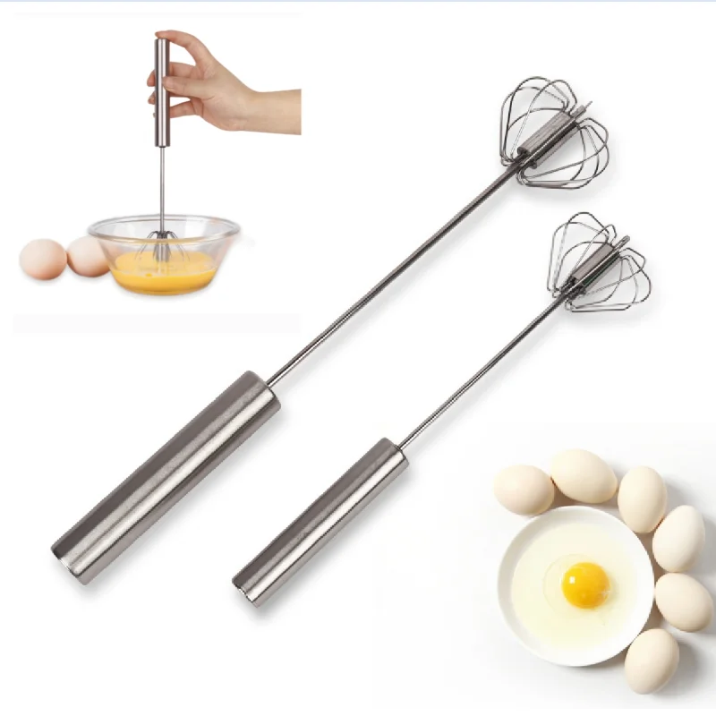 

Полуавтоматический взбиватель яиц венчик для яиц из нержавеющей стали 430 ручной миксер самоповорачивающийся взбиватель яиц кухонные аксес...