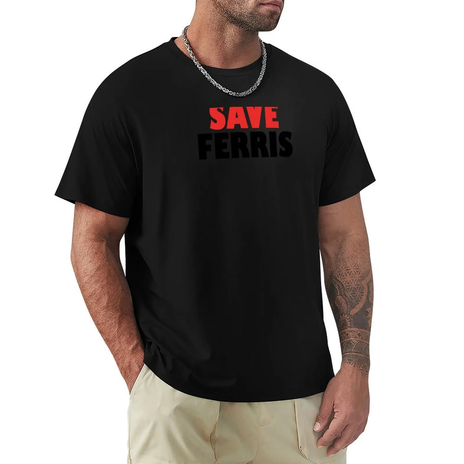 Фото Футболка Ferris Bueller Save Ferris для повседневной носки, базовая модель с коротким рукавом №1