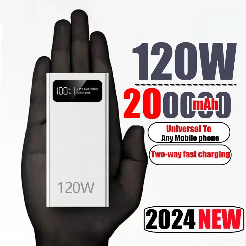 Power Bank с быстрой зарядкой мощностью 120 Вт 200000 Портативный внешний аккумулятор
