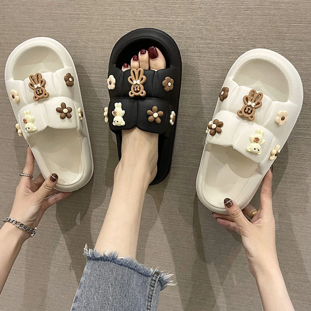 

Women Slippers Open Toe Summer Soft Thick Bottom Non-Slip Cute Fashion Bear House Slipper Female Lovely Flats Ladies Shoes ks340