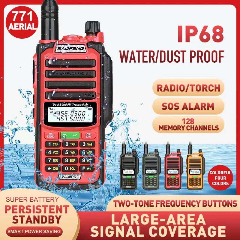 IP68 waterproof baofeng walkie talkie UV98pro radios Two-way radio ham long range profesional 100 km police communicator Amateur