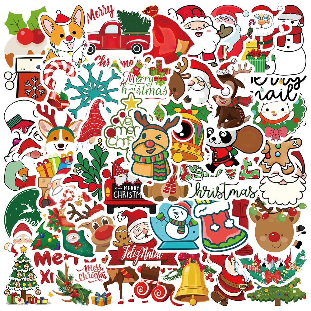 

10/50Pcs Cute Cartoon Christmas Stickers Skateboard Laptop Phone Bike Car Luggage Cool Waterproof Toy Sticker for Kids