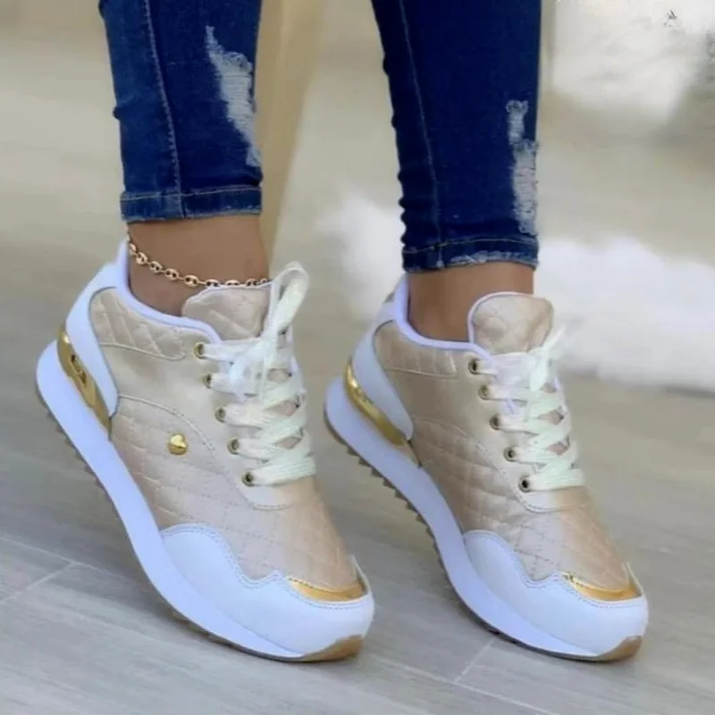 Women Mesh Sneakers Patchwork Lace Up Ladies Flats Outdoor Running Walking Shoes Comfortable Breathable Female Footwear