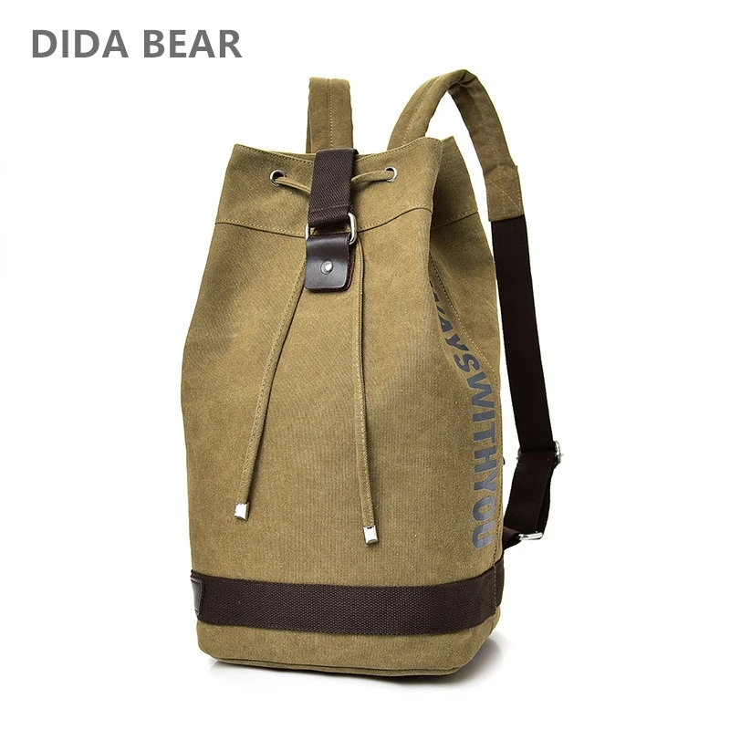 

Вместительный дорожный рюкзак для мужчин, Холщовый мужской ранец для альпинизма, сумка-ведро на плечо, мужские холщовые рюкзаки