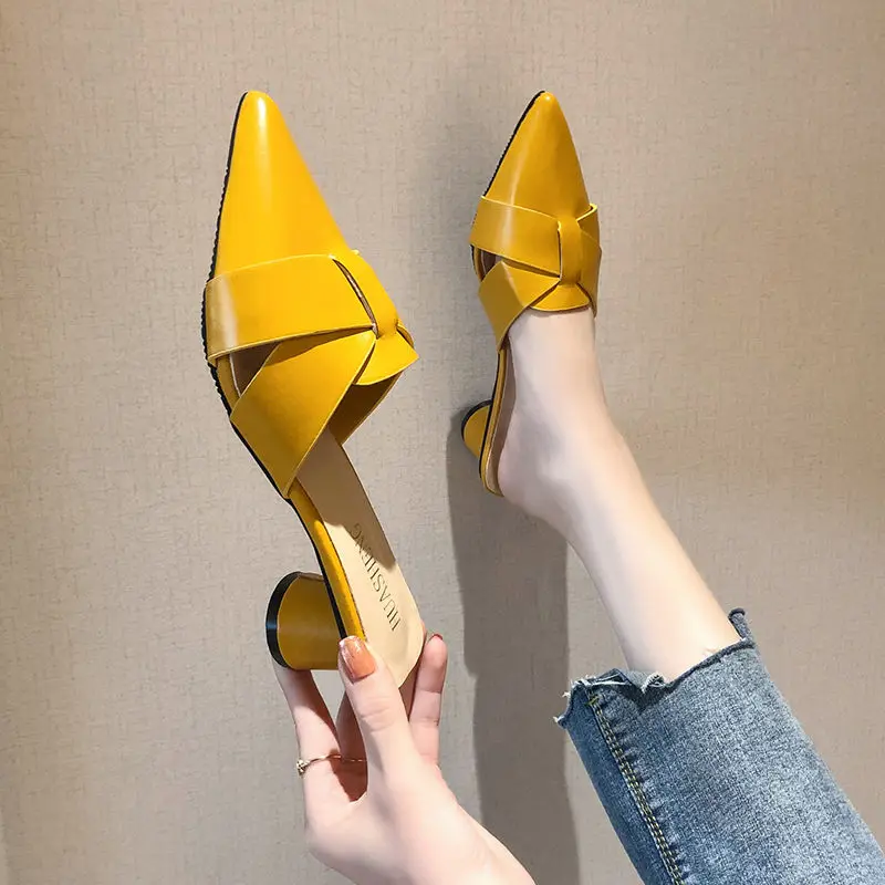 

Ladies fashion sweet yellow suede stiletto high heels spring set on Ladies cute spring and summer party high heels
