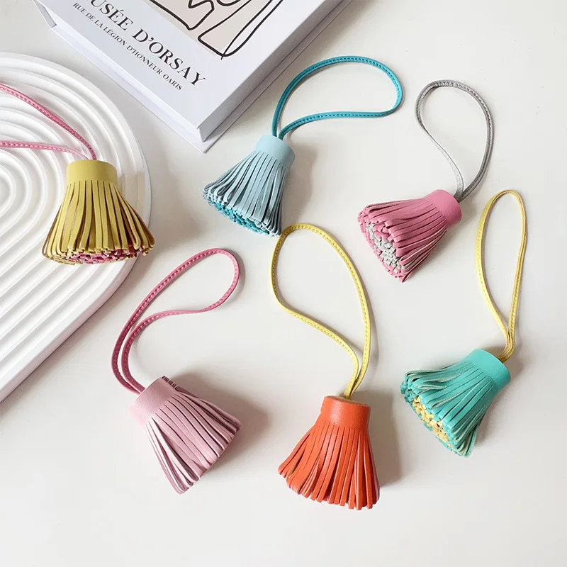 Роскошный модный брелок ручной работы из натуральной кожи с кисточками