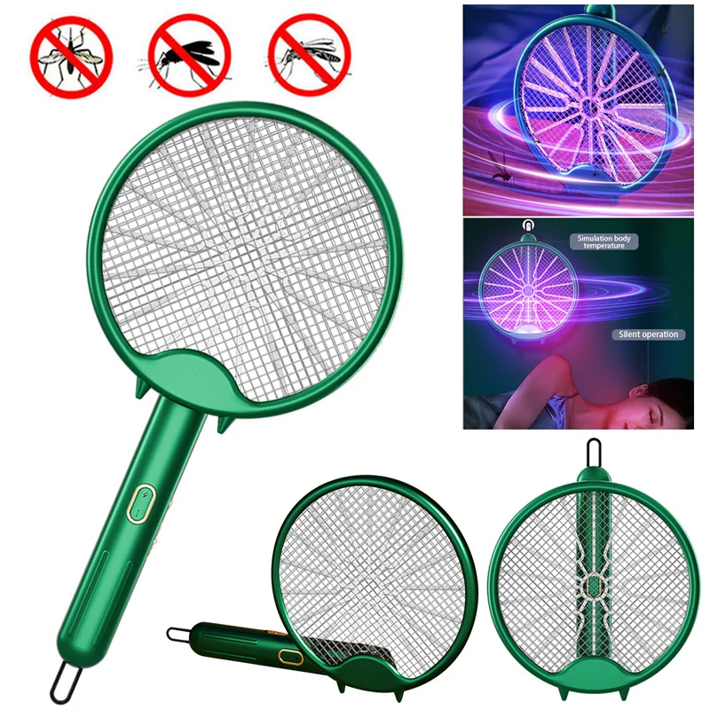 Electric Mosquito Racket Killer Portable Foldable 2-in-1 Mosquito Killer Trap Repellent Lamp for Home Bedroom Patio