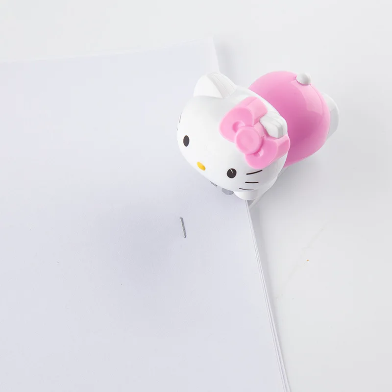Hello Kitty Stapler Set Anime Accessories Student Materials Examination Paper Mini Binding Machine Office Textbook Equipment images - 6