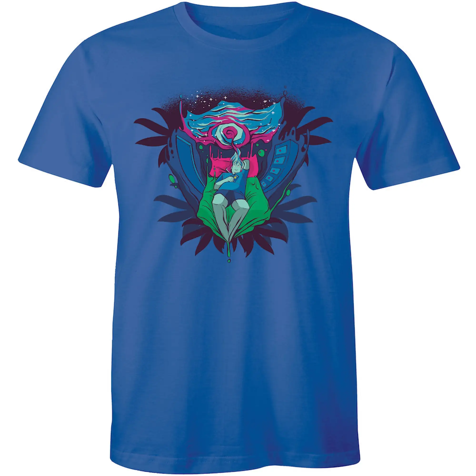 Забавная Мужская футболка просто охлаждающая кровать на космическом корабле