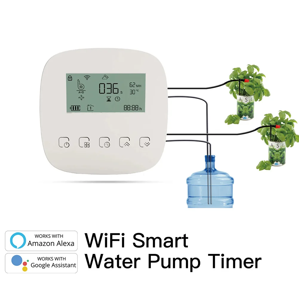 2022 WiFi Tuya Smart Home Sprinkler Timer Charging App Automatic Micro Drip Irrigation System Double Pump Watering Switch