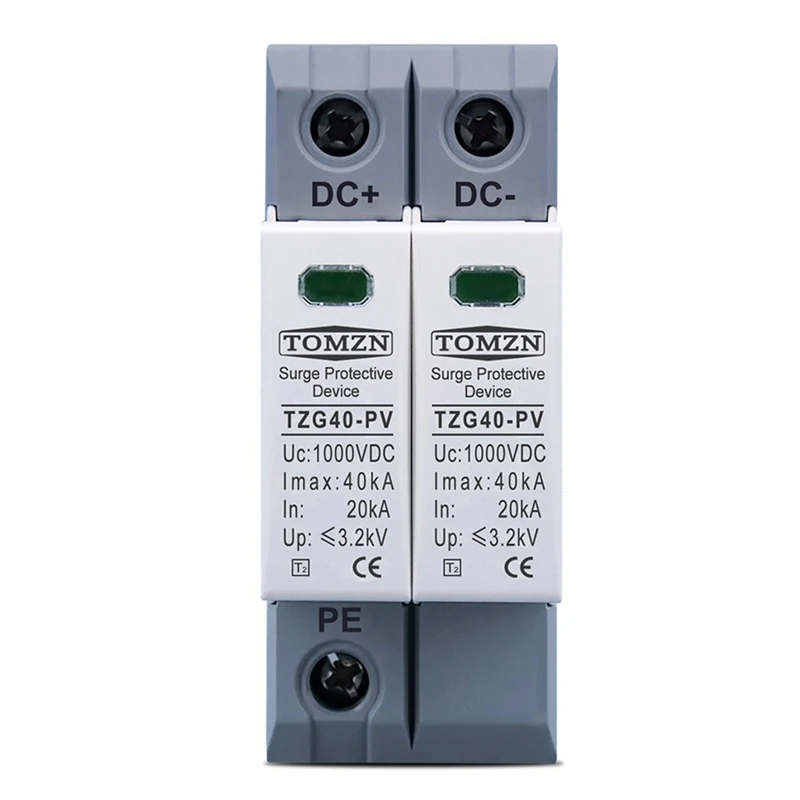 

TOMZN DC SPD 2P 1000V 20KA-40KA Din Rail Solar Outdoor Power Protection Surge Protector Surge Protective Device