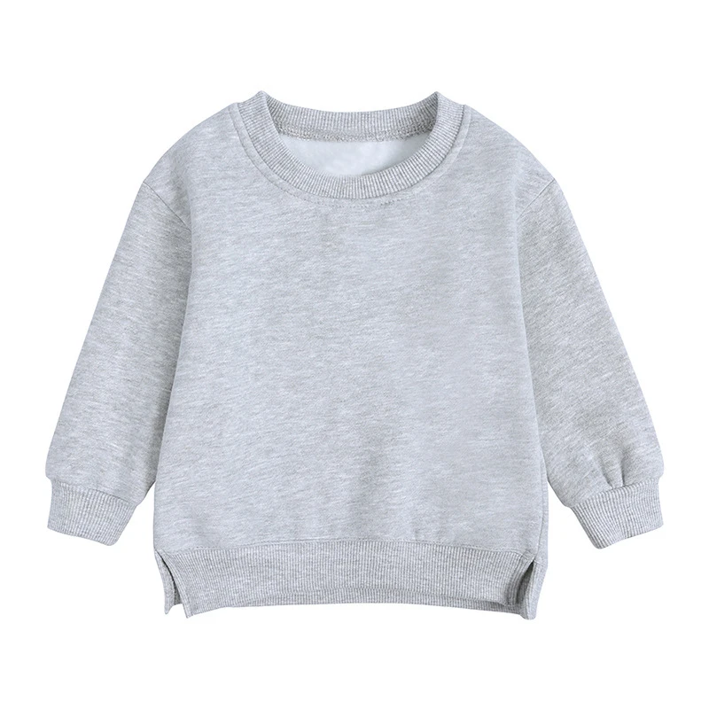 

Autumn Winter Kids' Hoodie Fleece Crew Neck Pullover Solid Color Long Sleeve Tops Infant Children's Boys Girls Clothes