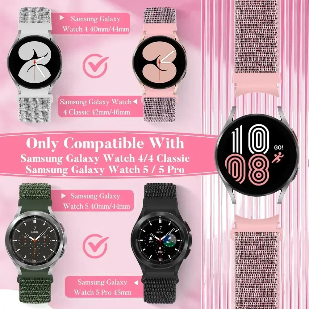 Фото Ремешок без зазоров для Samsung Galaxy Watch 7 6-5-pro-4 44 мм 40 мм Спортивный ремень 20 мм нейлоновая петля Браслет Galaxy 4-6 classic Ремешок 43/47 мм №5