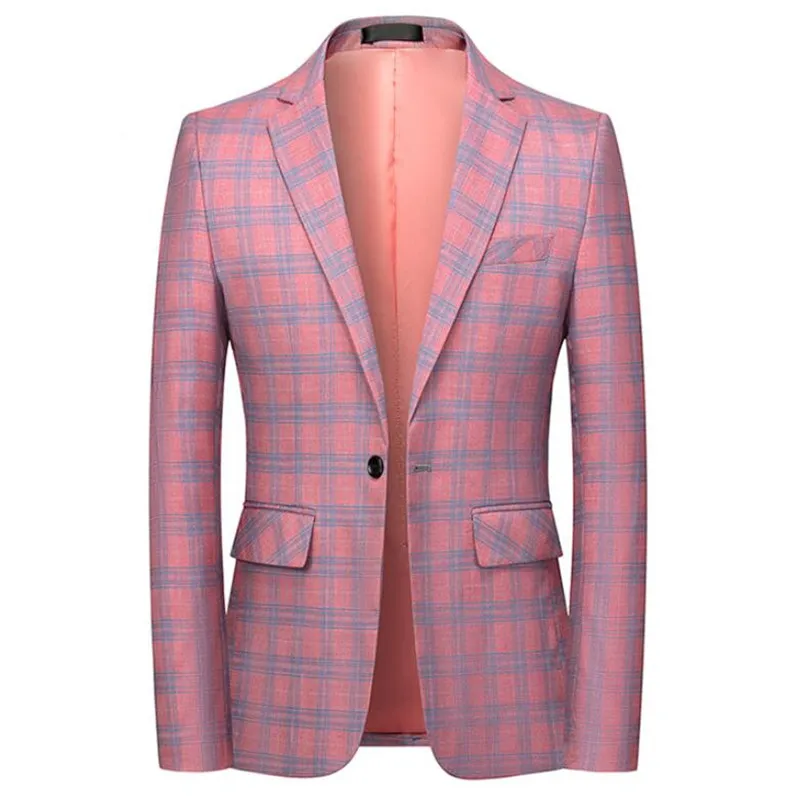 

Brand Style Fashion New Top Classic Grade Slim Casual Fit Men Suits Tweed Jacket Business Plaid Blazer Coats Mens Clothes S-6XL