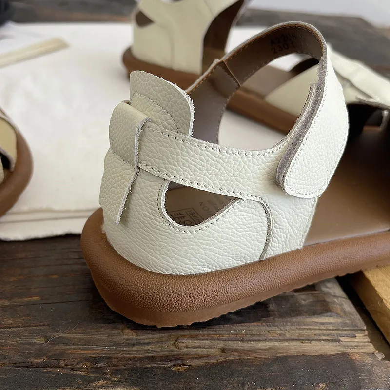 Careaymade-Genuine leather soft soles summer hollowed out sandals,handmade original cowhide breathable Comfortable women's shoes