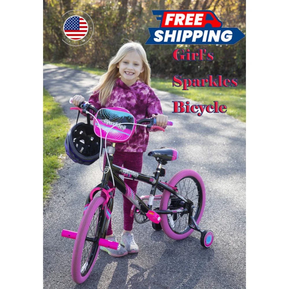 Kent Bicycles 18 inch Girl's Sparkles Bicycle, Black and Pin