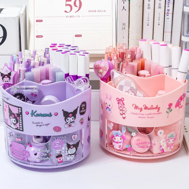 

2023 Sanrio аниме вращающийся держатель для ручки Cinnamoroll Melody Kuromi Kawaii Настольный телефон