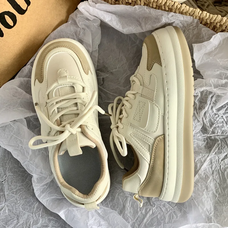 Women's Casual Sports Shoe Summer Mixed Colors All-Match Retro Sneakers 2022 New Lace-Up Platform Lightweight Walking Footwear